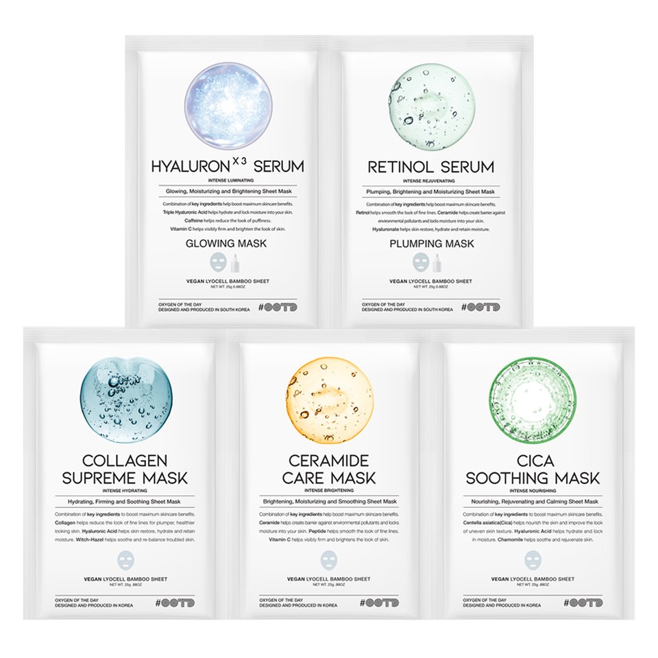 OOTD Hydrating Serum Sheet Mask Assorted Pack (5 Sheets) - K Beauty On